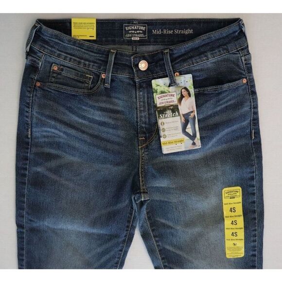 Signature by Levi Strauss Women's Sz 4 Gold Label Mid-Rise Straight Denim Jeans - Picture 3 of 6